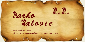 Marko Malović vizit kartica